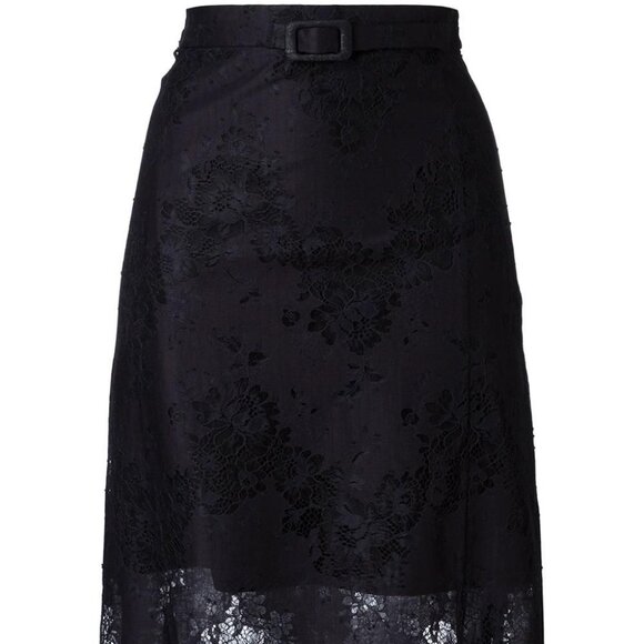CARVEN Scalloped Hem Lace Skirt In Black - Picture 1 of 10